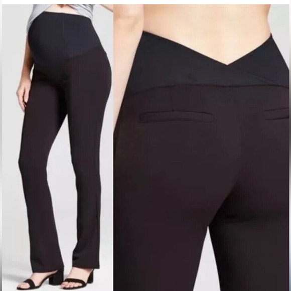 Pants - isabel maternity black pants OVER belly back pockets NWT